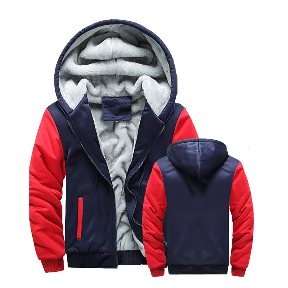 Herren Kapuzenjacke mit Teddyfutter Reißverschluss