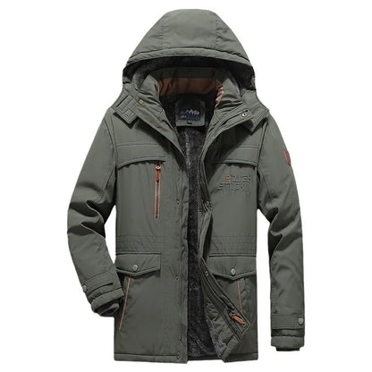 Herren Winterjacke mit Kapuze Gefütterter Parka Warm Schwarz