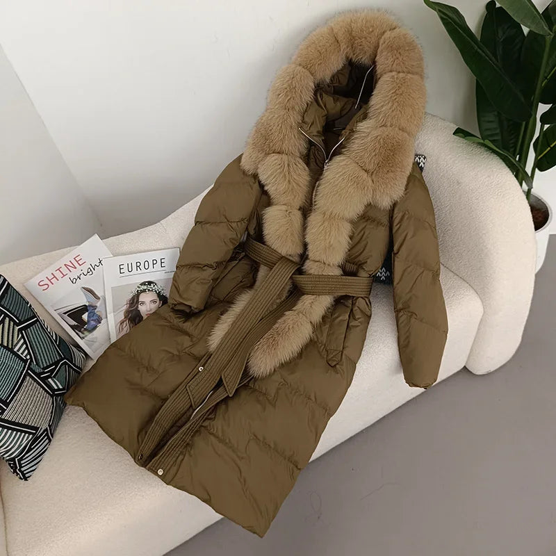 Damen Winter Steppmantel mit Kapuze und Kunstfellbesatz