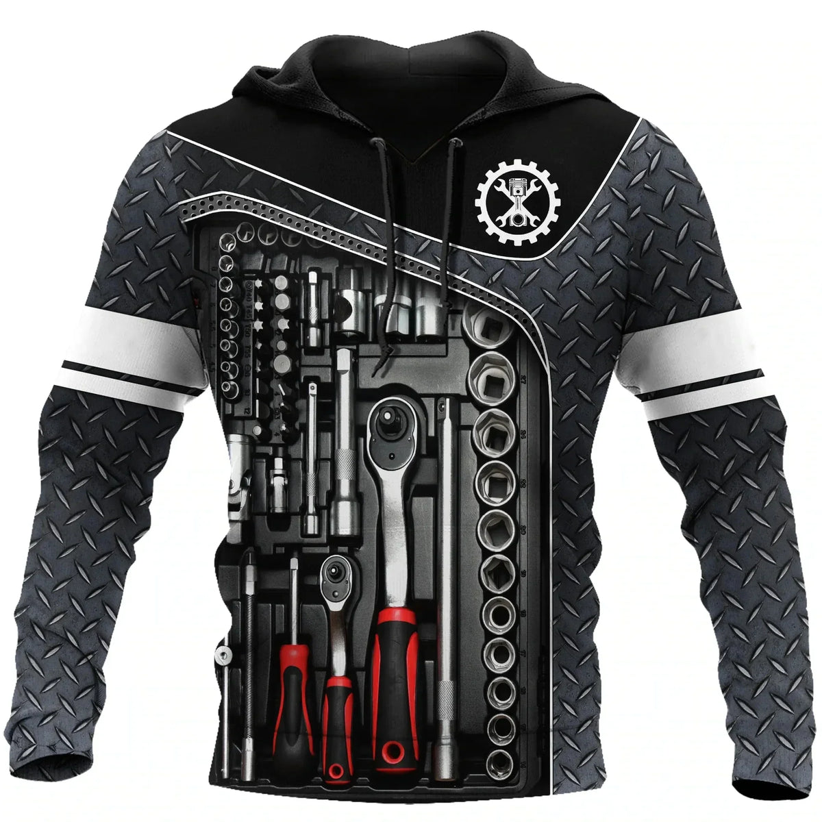 Unisex Kapuzenpullover Hoodie Mechaniker-Motiv Maschinen & Werkzeuge