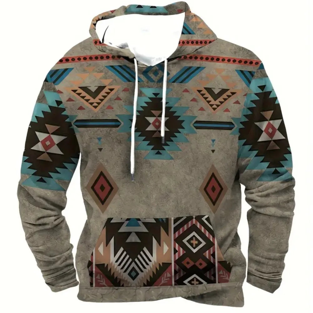 Herren Hoodie mit Hirsch-Motiv und Muster Ärmeln