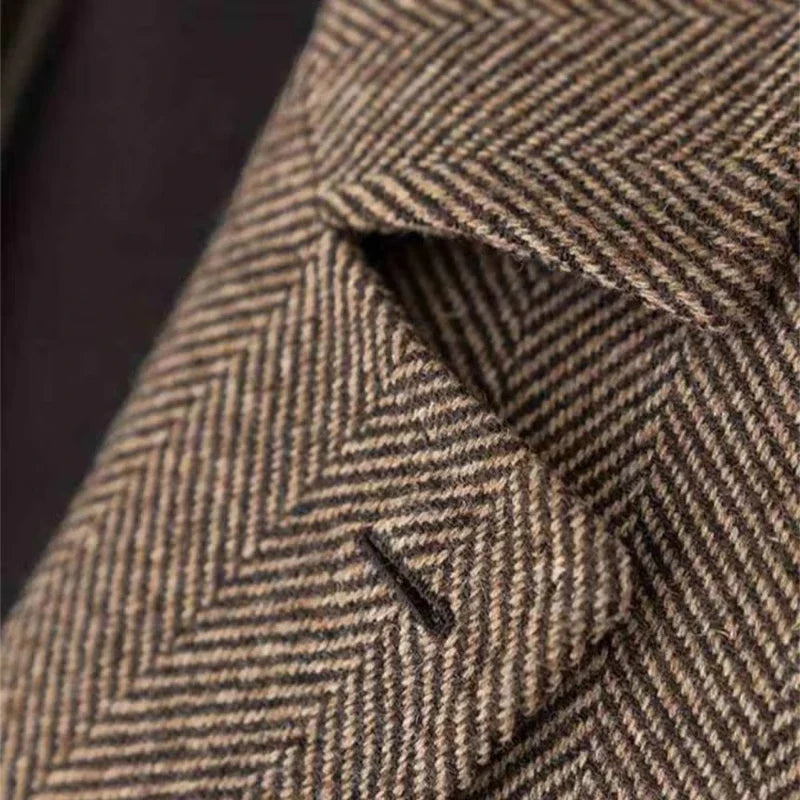 Herren Vintage Doppelreihiger Hahnentritt Blazer – Eleganter Stil für formelle Anlässe und Freizeit