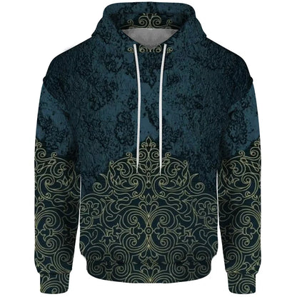 Hoodie Unisex Patchwork Muster Kordelzug Langarm