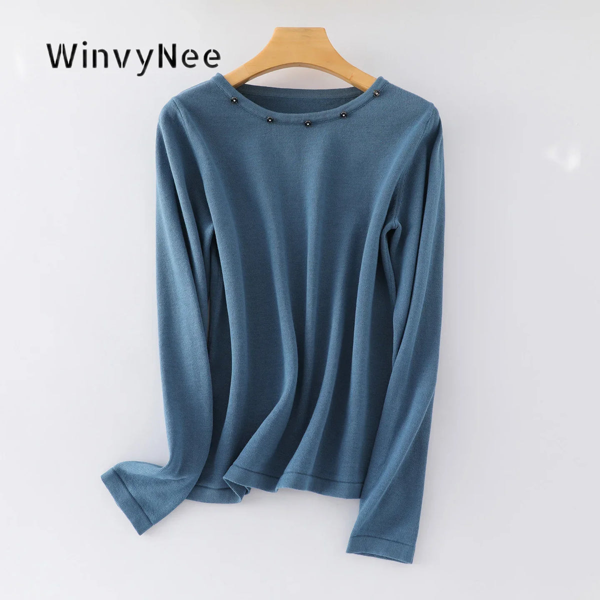 Damen Langarmshirt mit Rundhalsausschnitt & Zierknöpfen, Weicher Stoff, Mehrfarbig