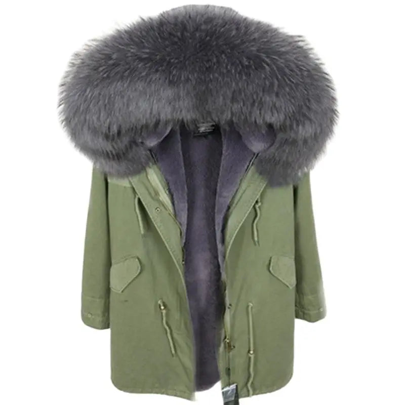 Unisex Winter Parka mit Kapuze und Fellkragen