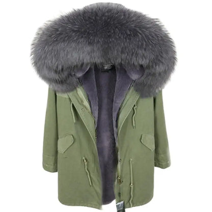 Unisex Winter Parka mit Kapuze und Fellkragen
