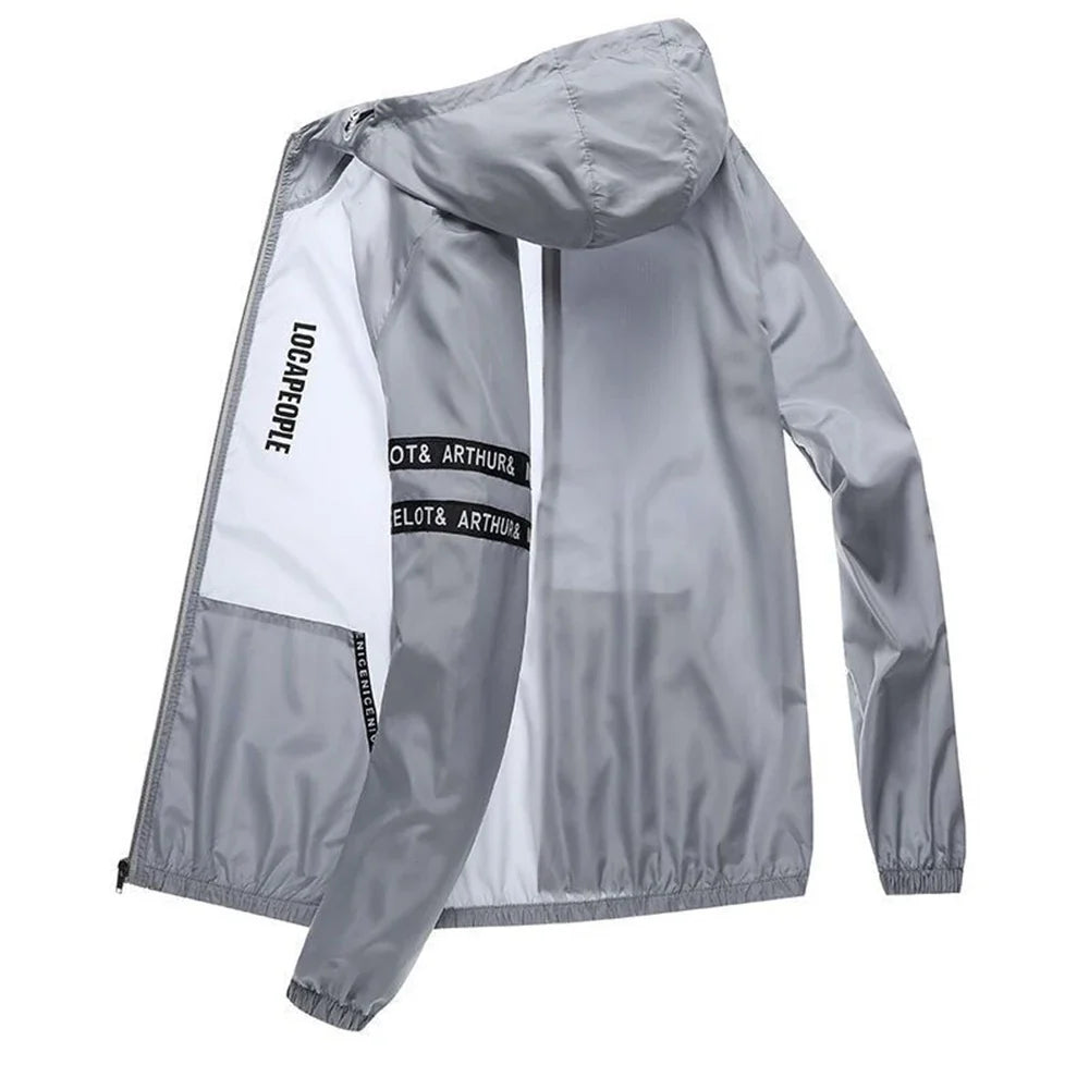 Unisex Windjacke leicht mit Kapuze & Reißverschluss, dünn, wetterfest