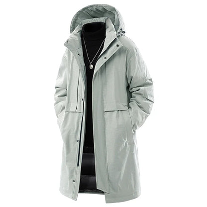 Herren Wintermantel Parka Lang Kapuze Schwarz Grün Grau Übergröße