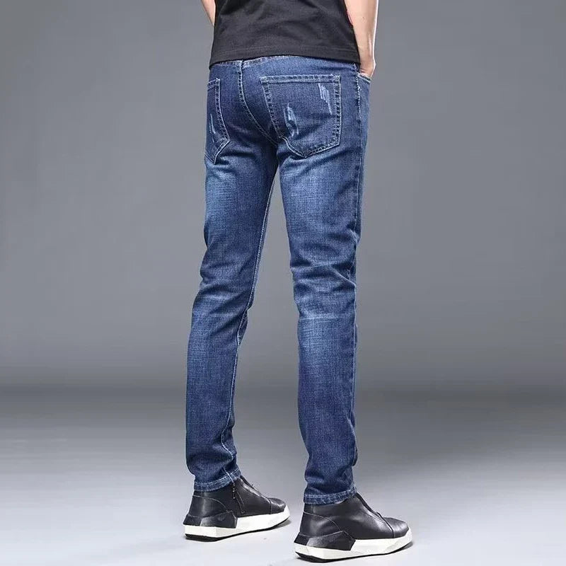 Herren Slim Fit Jeans mit Used-Effekten – Blau