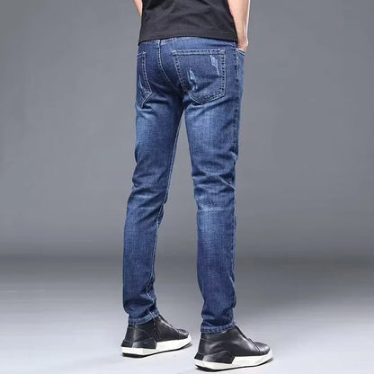 Herren Slim Fit Jeans mit Used-Effekten – Blau