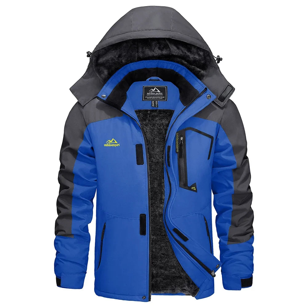 Winter Outdoorjacke für Herren mit Kapuze und Plüschfutter, viele Farben