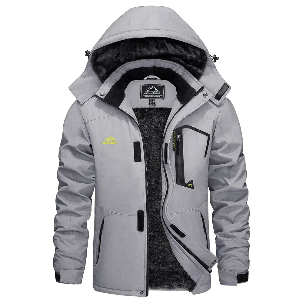 Winter Outdoorjacke für Herren mit Kapuze und Plüschfutter, viele Farben