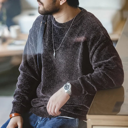 Unisex Langarm Pullover Rundhalsausschnitt Feinstrick meliert