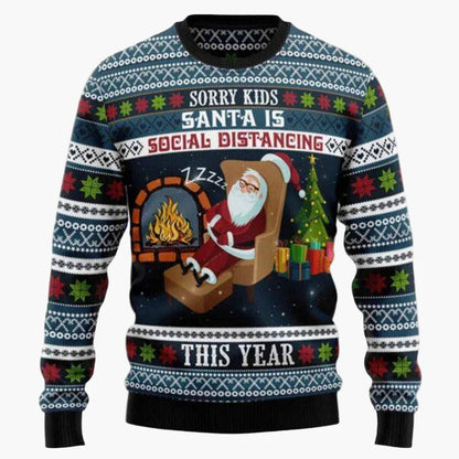 Herren Ugly Christmas Sweater Biker Stil – Lustiger Weihnachts-Pullover mit Santa auf Motorrad