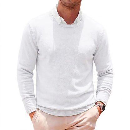 Herren Basic Pullover Rundhals Langarm Strickpullover Einfarbig