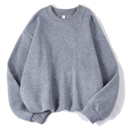 Damen Sweatshirt Lila Oversize Rundhals Langarm Basic-Pullover