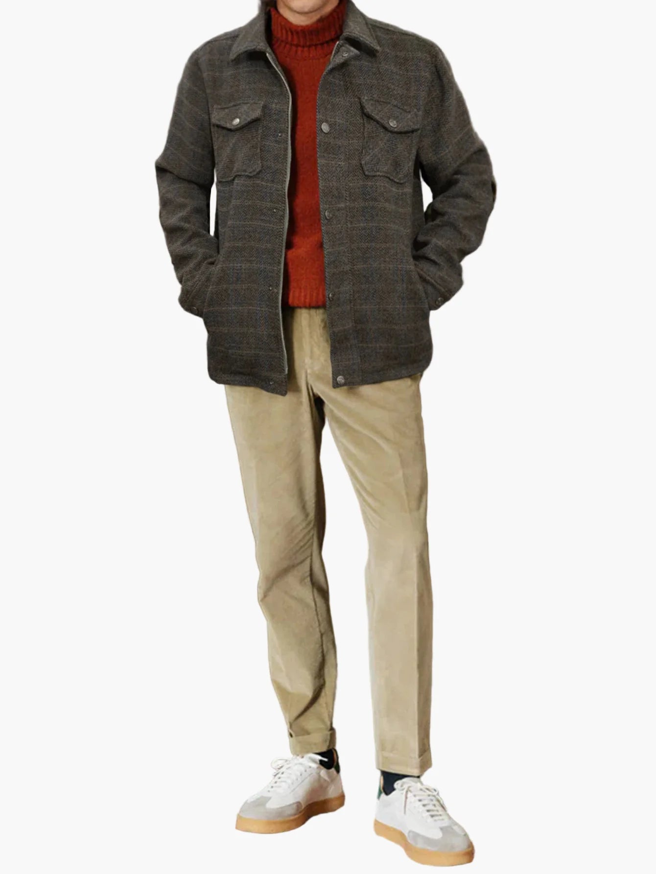 Herren Freizeitjacke im klassischen Veganer Woll-Look – Stilvolle Übergangsjacke für Alltag und Büro