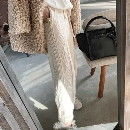 Strickhose Damen Kabelmuster Gemütliche Freizeithose