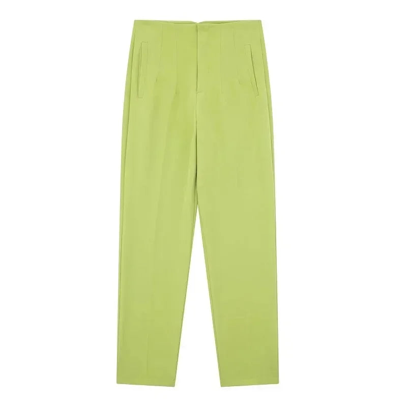 Damen High-Waist Hose Business Elegant Knöchellang
