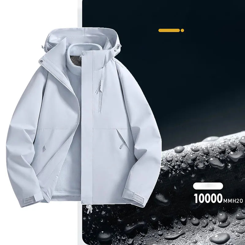 Unisex Outdoor Jacke mit Kapuze und Reißverschluss, warm gefüttert
