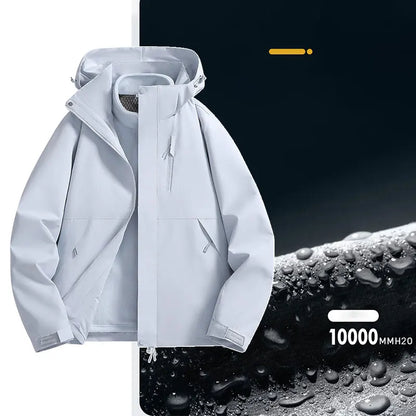 Unisex Outdoor Jacke mit Kapuze und Reißverschluss, warm gefüttert