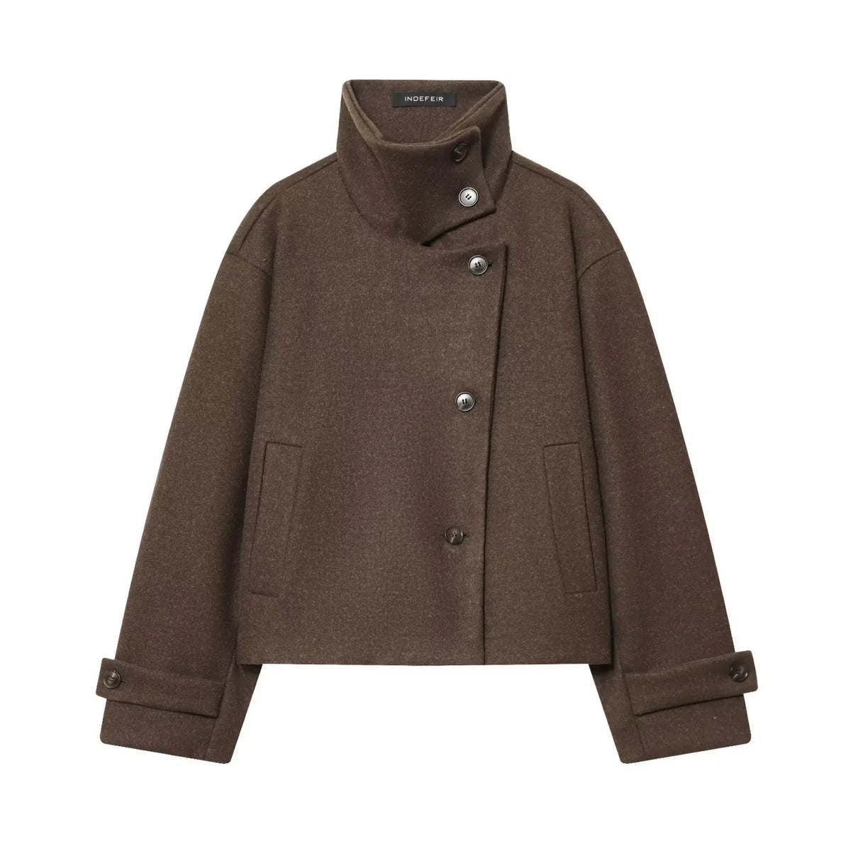 Damen Kurzjacke mit Stehkragen und weiten Ärmeln, lockere Passform