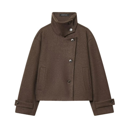 Damen Kurzjacke mit Stehkragen und weiten Ärmeln, lockere Passform