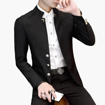 Herren Modernes Business Sakko mit Stehkragen – Eleganter Blazer für Büro & Freizeit