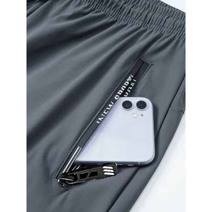 Herren Freizeithose Grau mit Reißverschlusstaschen Elastischer Bund