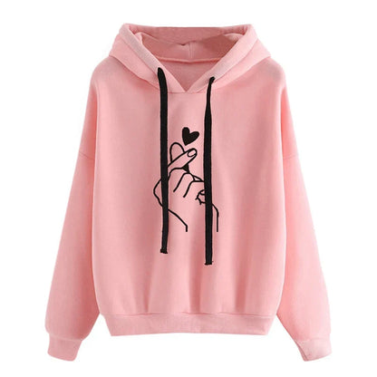 Hoodie Damen mit Kordelzug und Handgesten-Print – Verschiedene Farben