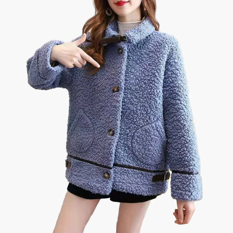 Damen Teddyfell Kurzjacke – Modische Übergangsjacke für Herbst und Winter, lässig und warm