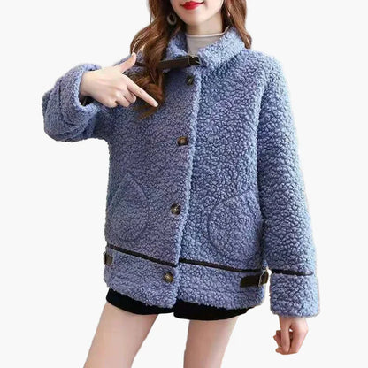 Damen Teddyfell Kurzjacke – Modische Übergangsjacke für Herbst und Winter, lässig und warm