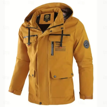 Herren Jacke mit Kapuze & Mehreren Taschen - Casual Windjacke