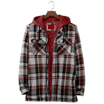 Karierte Jacke mit Kapuze & Steppfutter Herren Orange Blau