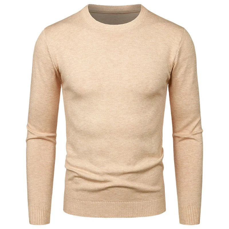 Herren Rundhals Pullover Langarm Feinstrick