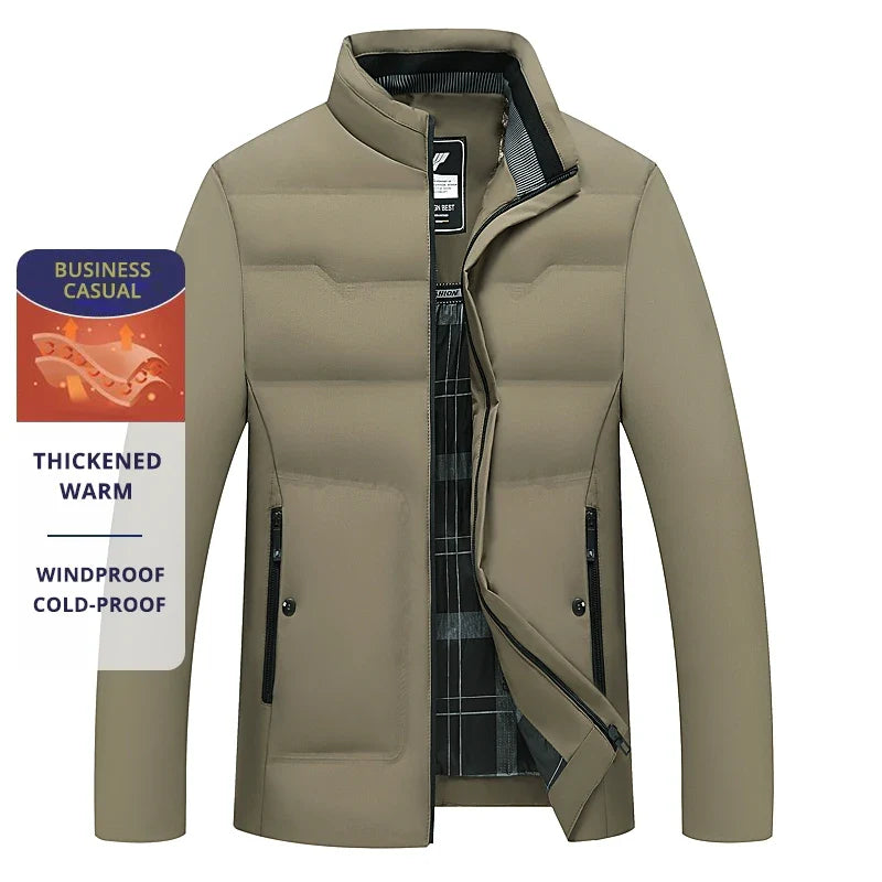 Herren Business Casual Winterjacke – Winddicht, Kältefest, Dick Gefüttert