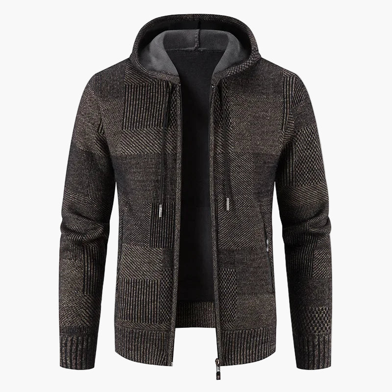 Herren Strickjacke mit Kapuze – Modische, Fleece-gefütterte Winterjacke für Alltag und Freizeit