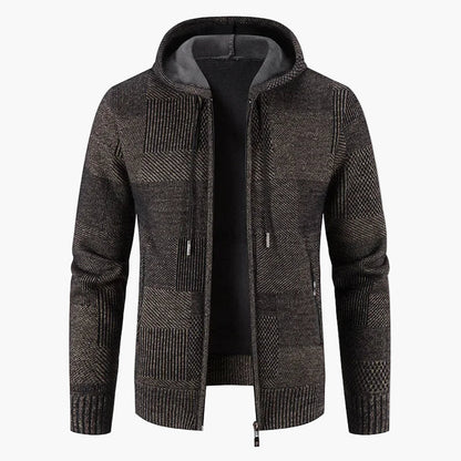 Herren Strickjacke mit Kapuze – Modische, Fleece-gefütterte Winterjacke für Alltag und Freizeit
