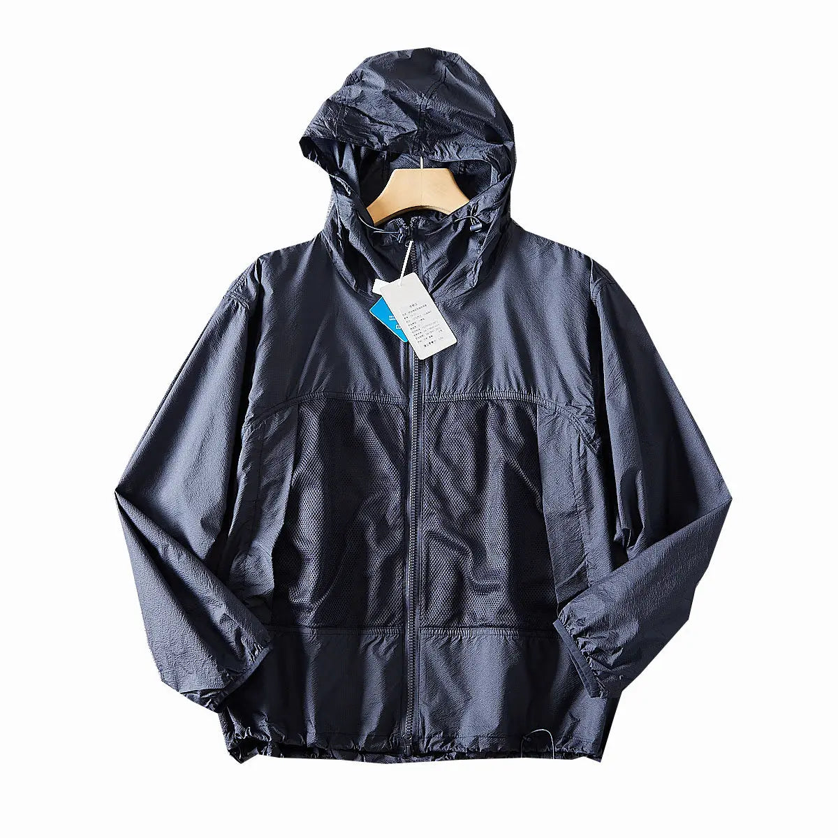 Leichte Kapuzenjacke Unisex mit Reißverschluss und Netzeinsätzen, Windbreaker