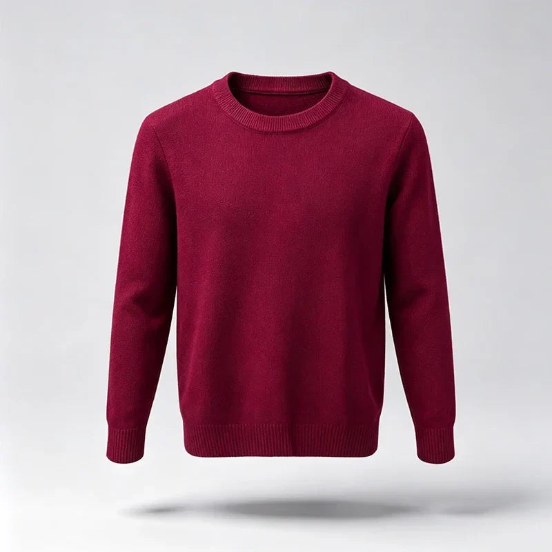 Unisex Langarm Pullover Rundhalsausschnitt Feinstrick Beige