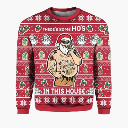 Herren Ugly Christmas Sweater Biker Stil – Lustiger Weihnachts-Pullover mit Santa auf Motorrad
