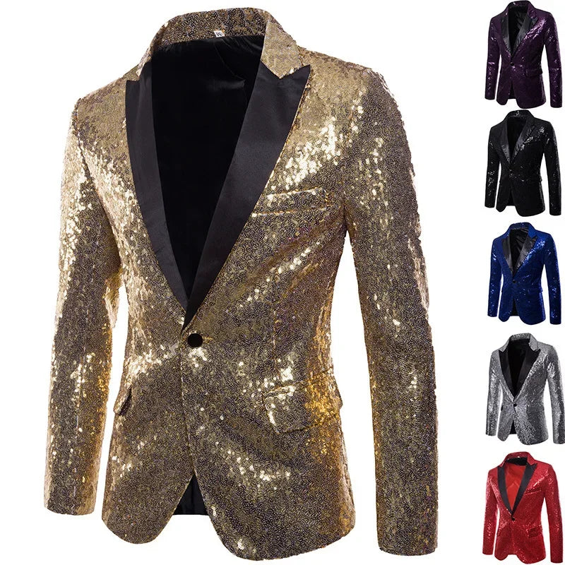 Herren Glitzer Pailletten Sakko – Party & Event Blazer im auffälligen Design