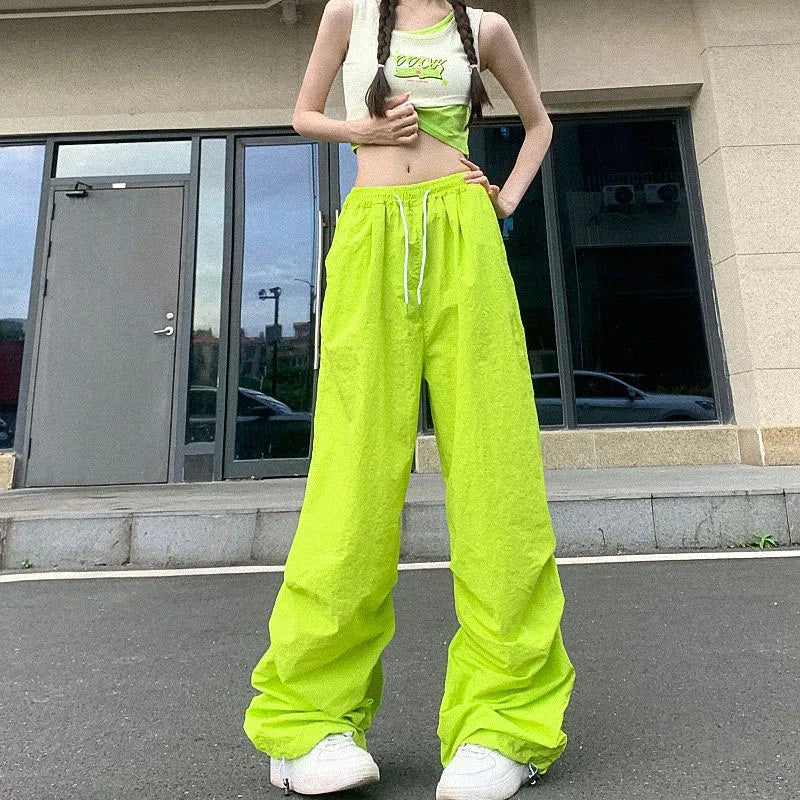 Damen Baggy Hose mit weitem Bein - lockere Freizeithose
