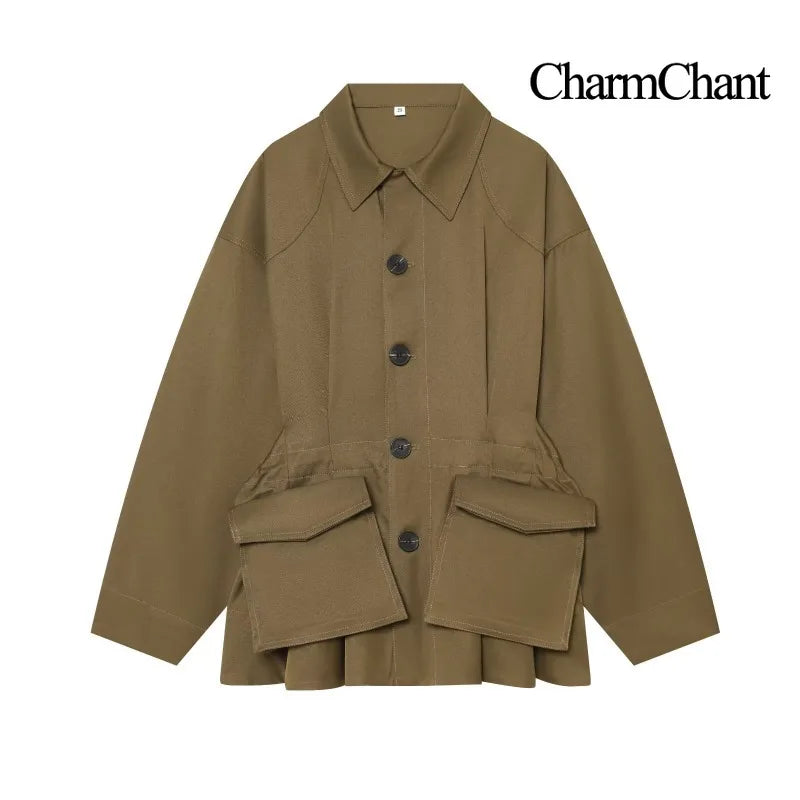 Übergangsjacke mit Kragen und Pattentaschen Locker geschnitten