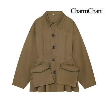 Übergangsjacke mit Kragen und Pattentaschen Locker geschnitten