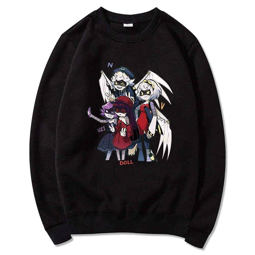 Hoodie mit Kapuze & Kängurutasche – Cartoon-Charakter-Print