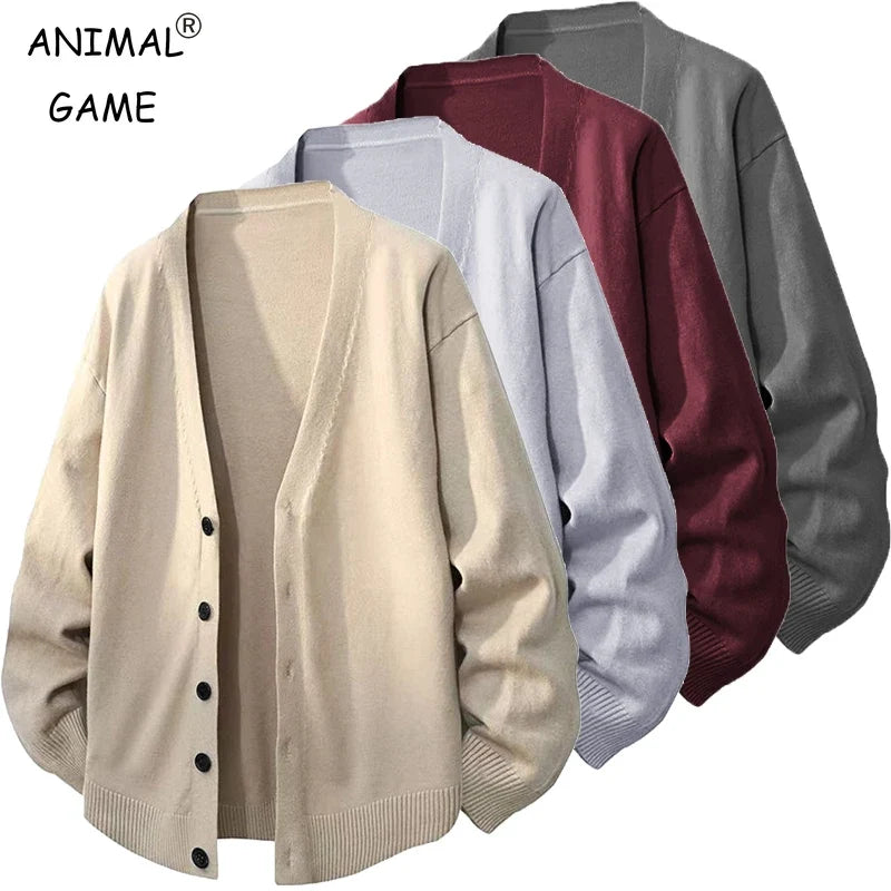 Herren Cardigan Strickjacke V-Ausschnitt Knopfleiste