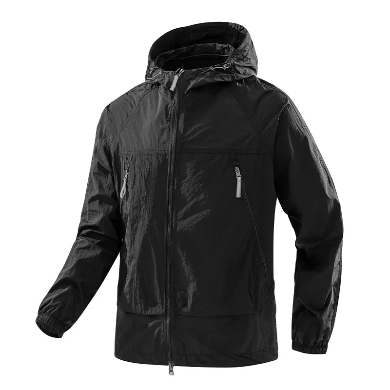 Leichte Kapuzenjacke Unisex Windjacke mit Reißverschlusstaschen Grün