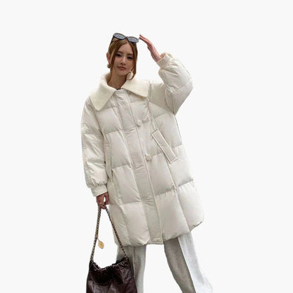 Damen Steppmantel mit Oversize-Kragen – Modischer Wintermantel für Alltag und Freizeit