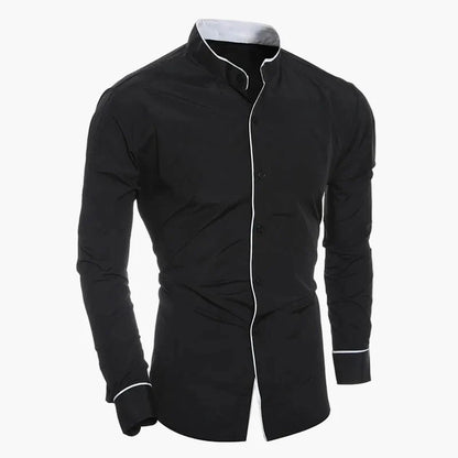 Herren Elegantes Slim Fit Hemd mit Stehkragen – Modernes Business- und Freizeitshirt